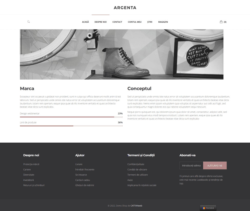 Magazin Online de haine Demo pagina despre
