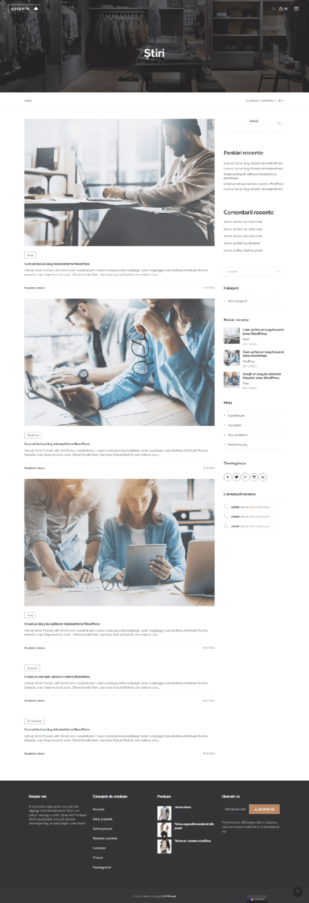 Magazin Online de haine Demo pagina blog