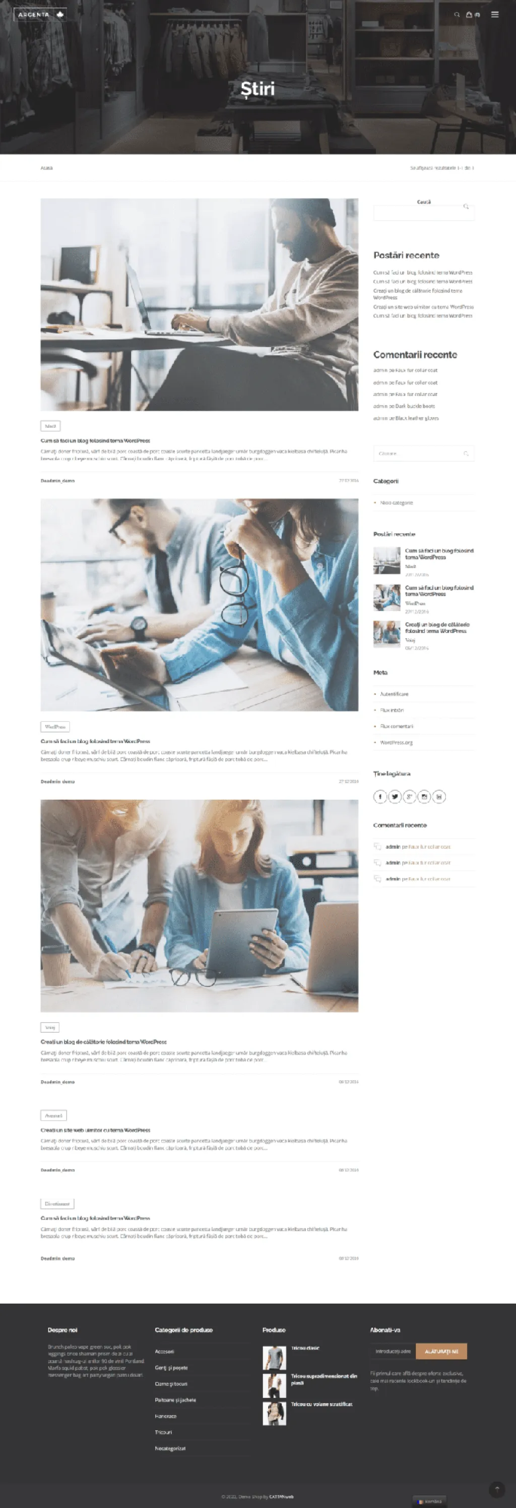 Magazin Online de haine Demo pagina blog