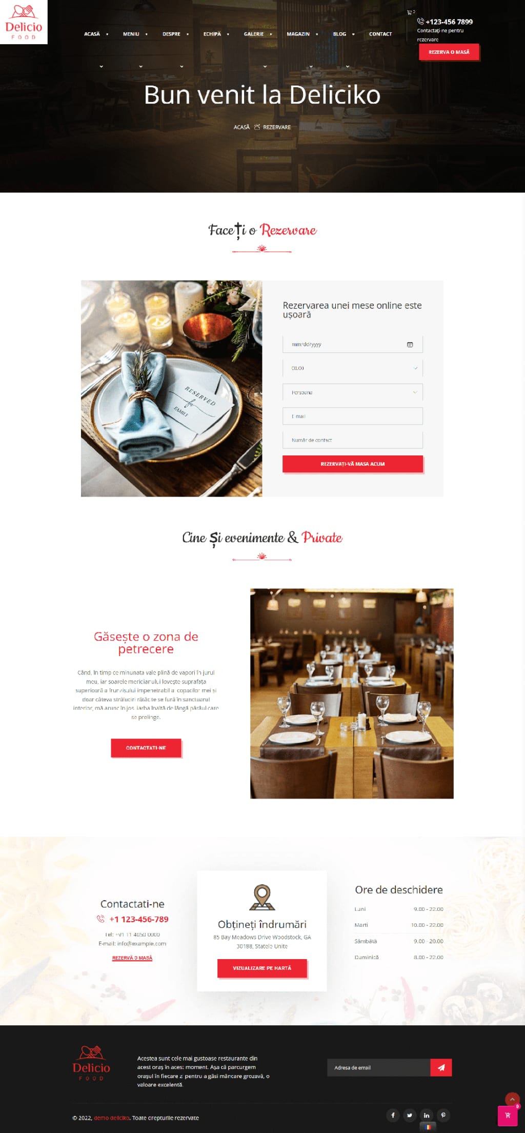 demo restaurant deliciko reservations