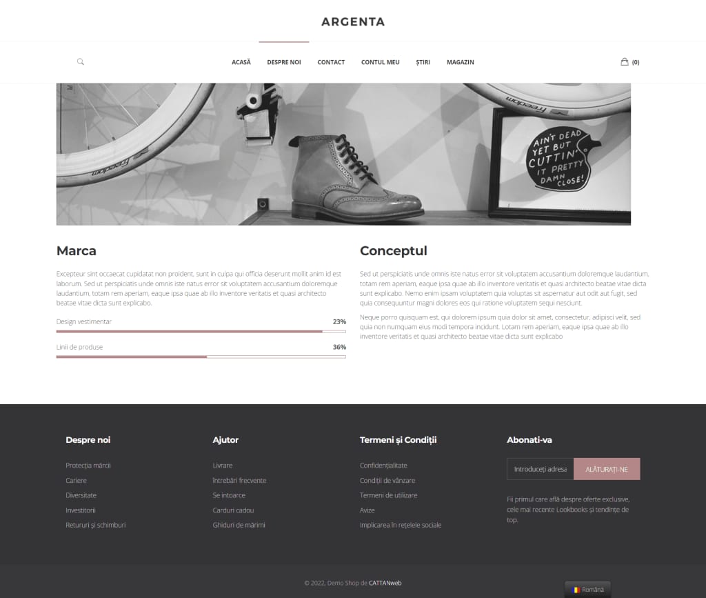 Online Clothing Store Demo page about