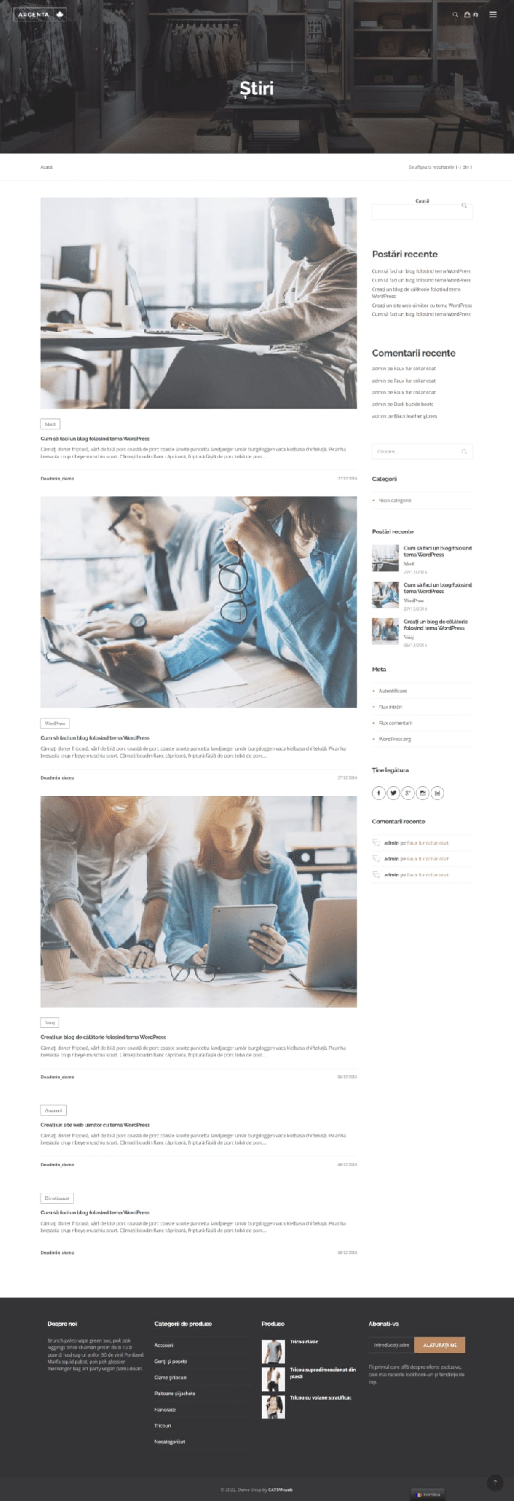 Magazin Online de haine Demo pagina blog